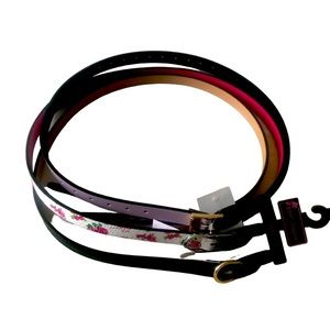 Betsey Johnson Thin Belts , 3 pack - Size: M NWT - Black, Lavender and Floral